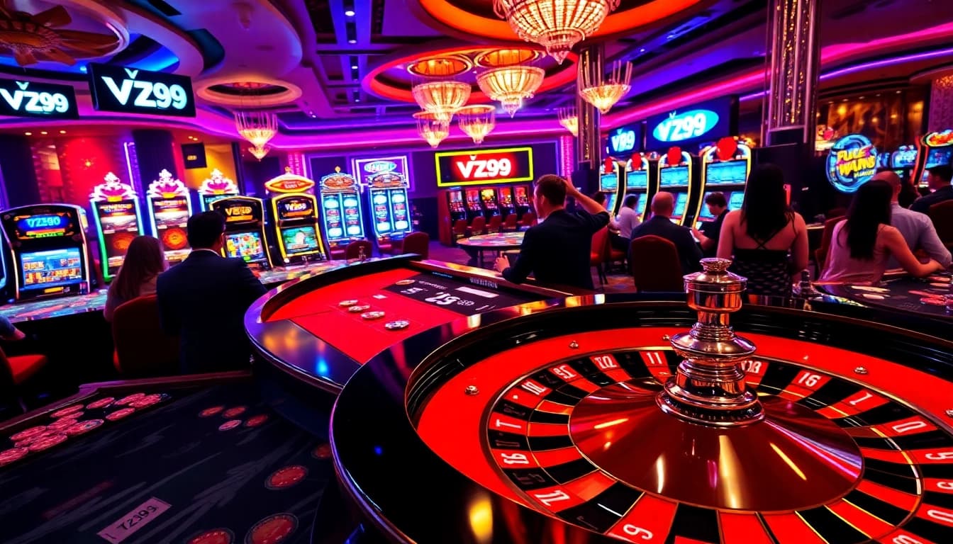 Experience the thrill of vz99 gaming with vibrant casino tables and high-energy players.