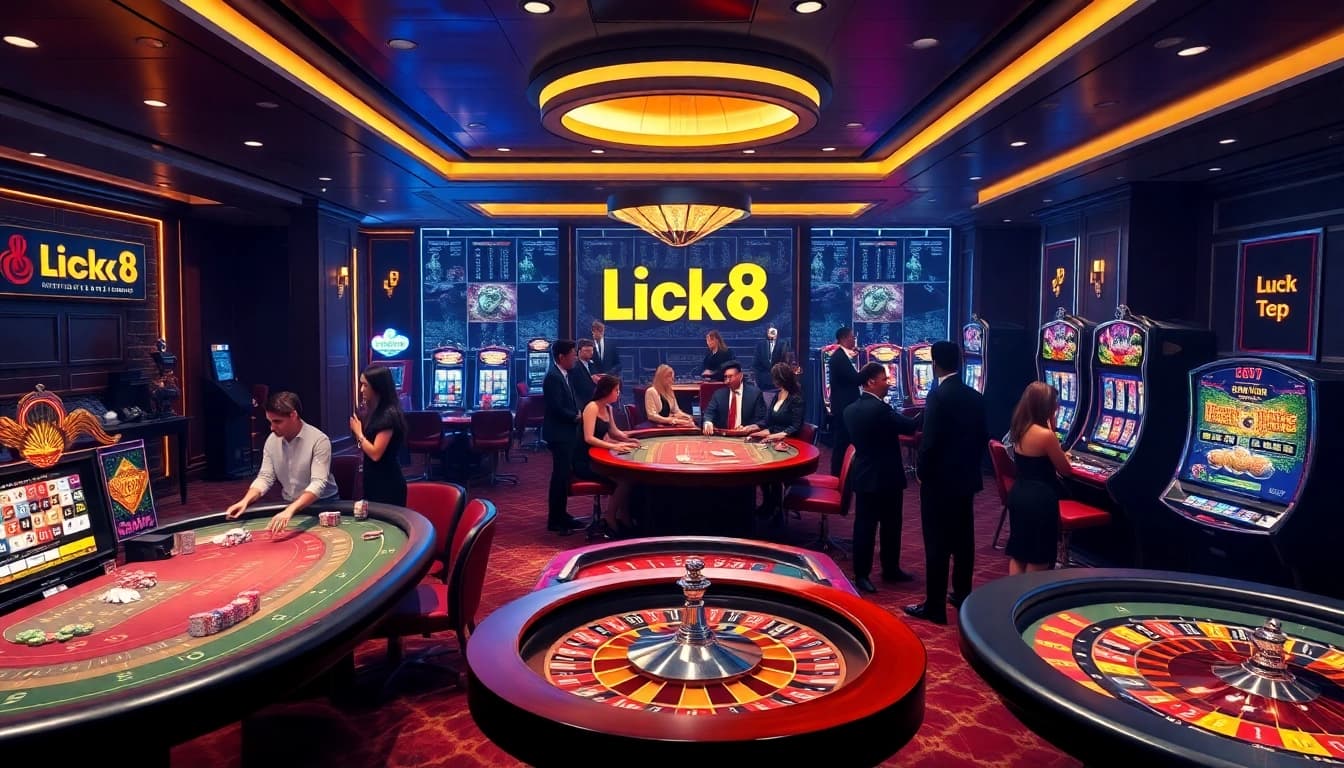 Experience the excitement of luck8 with vibrant casino games and elegant gaming setups.