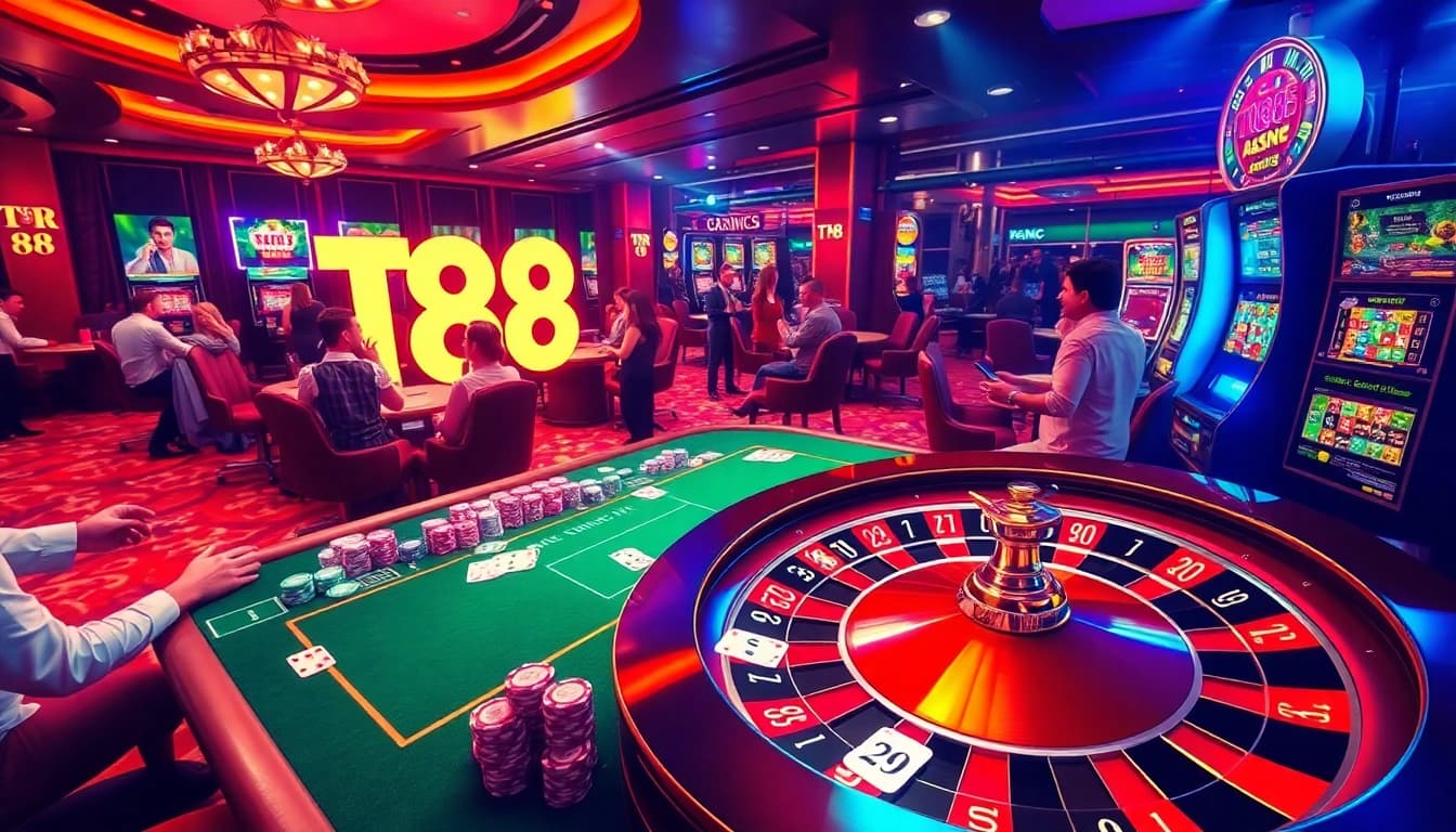 Experience the thrill of TR 88 at an upscale casino table with vibrant cards and chips.