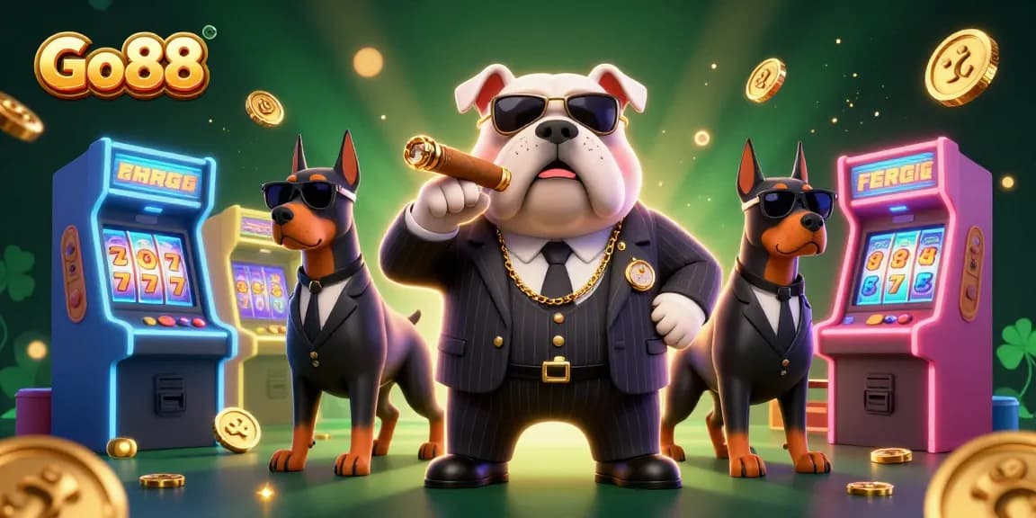 Experience thrilling gameplay at Go88 with cartoon characters and vibrant casino elements.