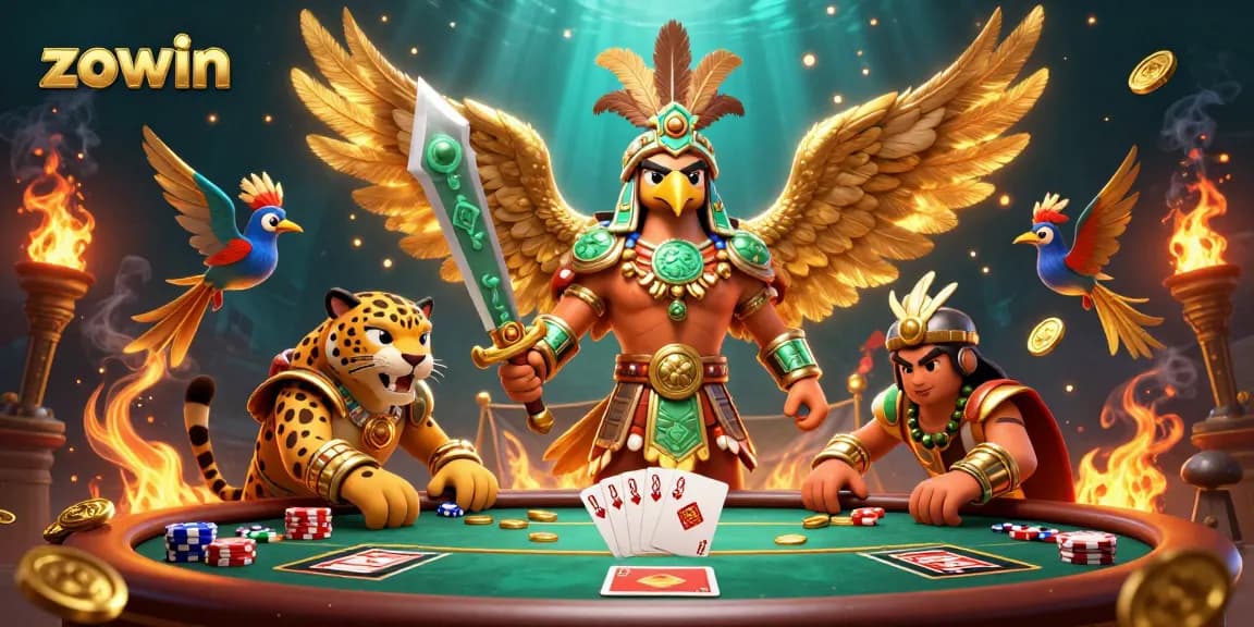 Experience the excitement of poker with Zowin featuring dynamic characters and vibrant gambling elements.