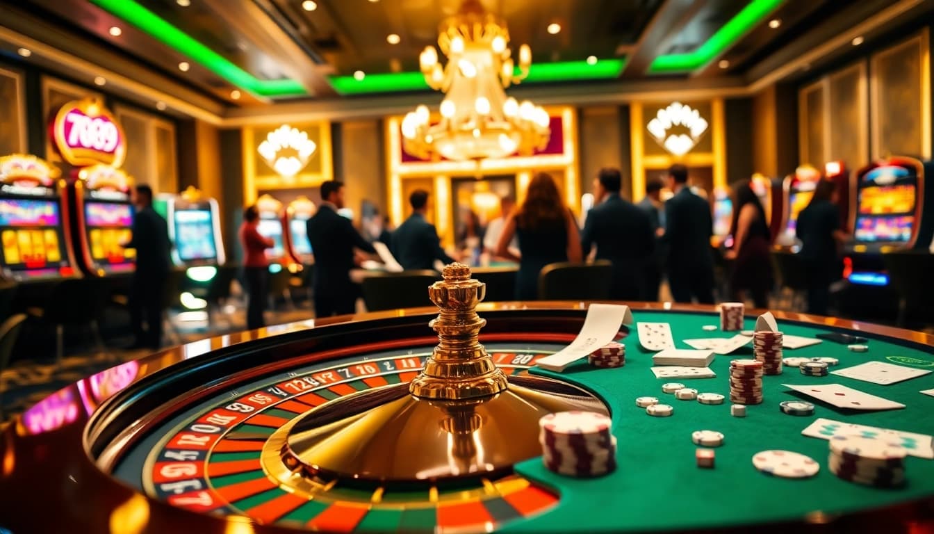 Players enjoying a thrilling game at a 789WIN casino table with exciting betting action.