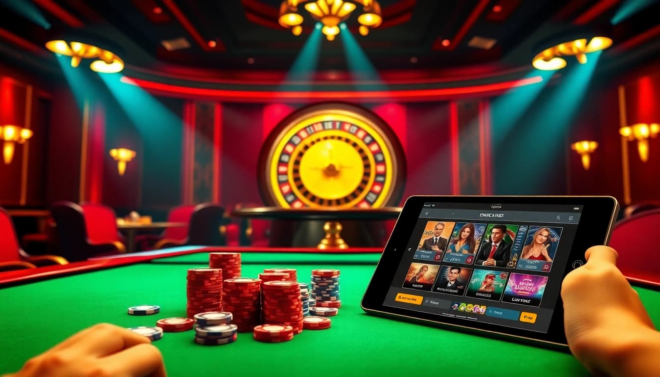 Players enjoying a high-stakes poker game at QQ88z Net casino, surrounded by a luxurious atmosphere.