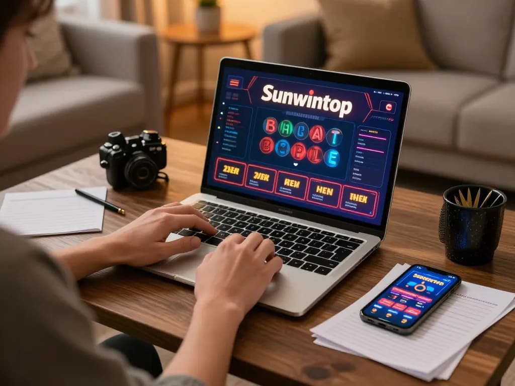 Engaging online gambling moment on Sunwintop with player managing bets and evaluating strategies
