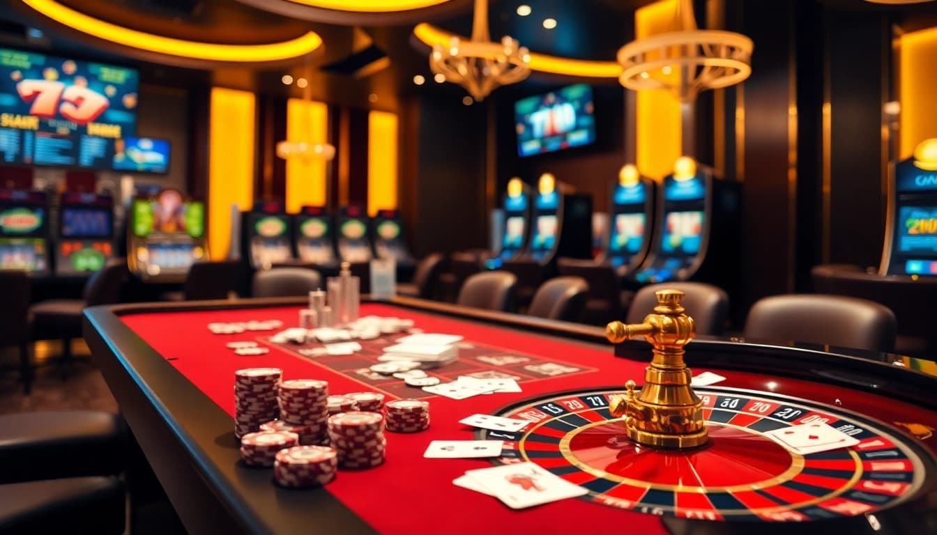 Experience thrilling gameplay at tg88 casino with vibrant poker chips and elegant tables.