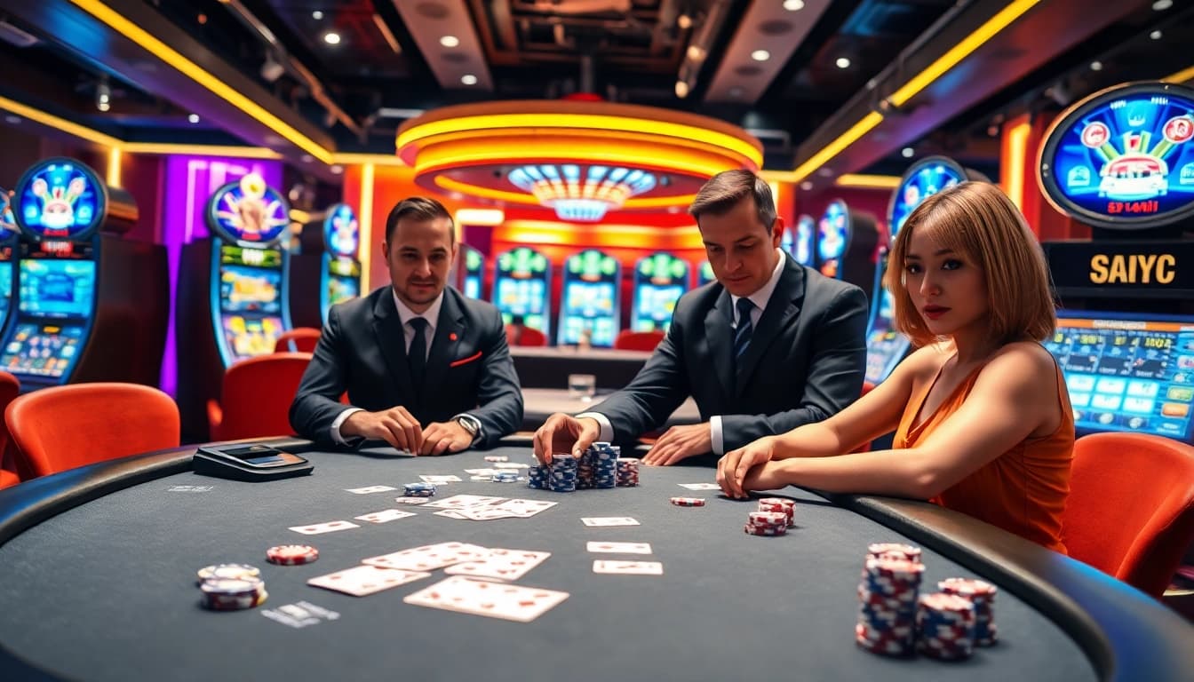 Experience the excitement of competitive gambling at http://sc88.link/ with a vibrant poker game's intense atmosphere.