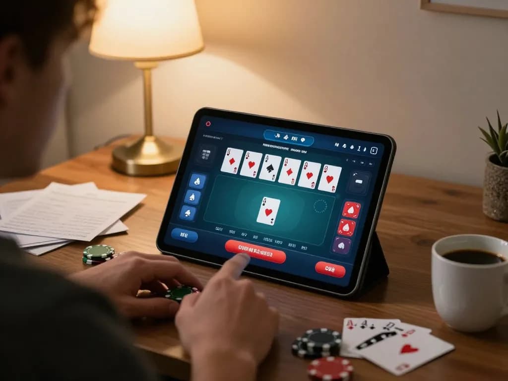 Engaging online poker gameplay on a tablet as player strategizes for WW88