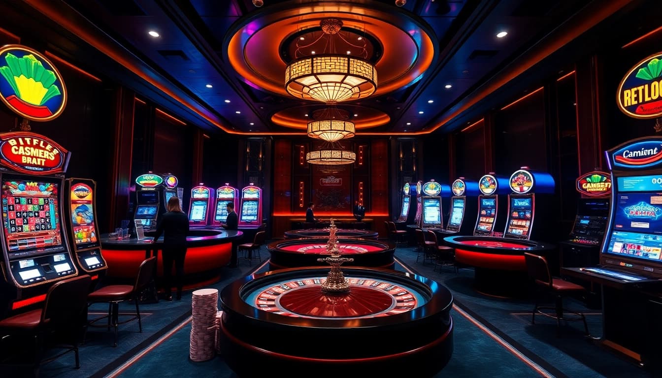 Bong88 players enjoying an exciting gaming atmosphere at a luxurious online casino.