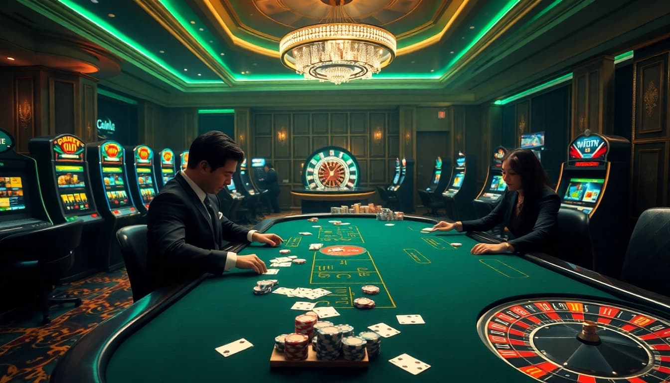 Experience the thrill of gambling at 79king with players engaged at a high-stakes table.