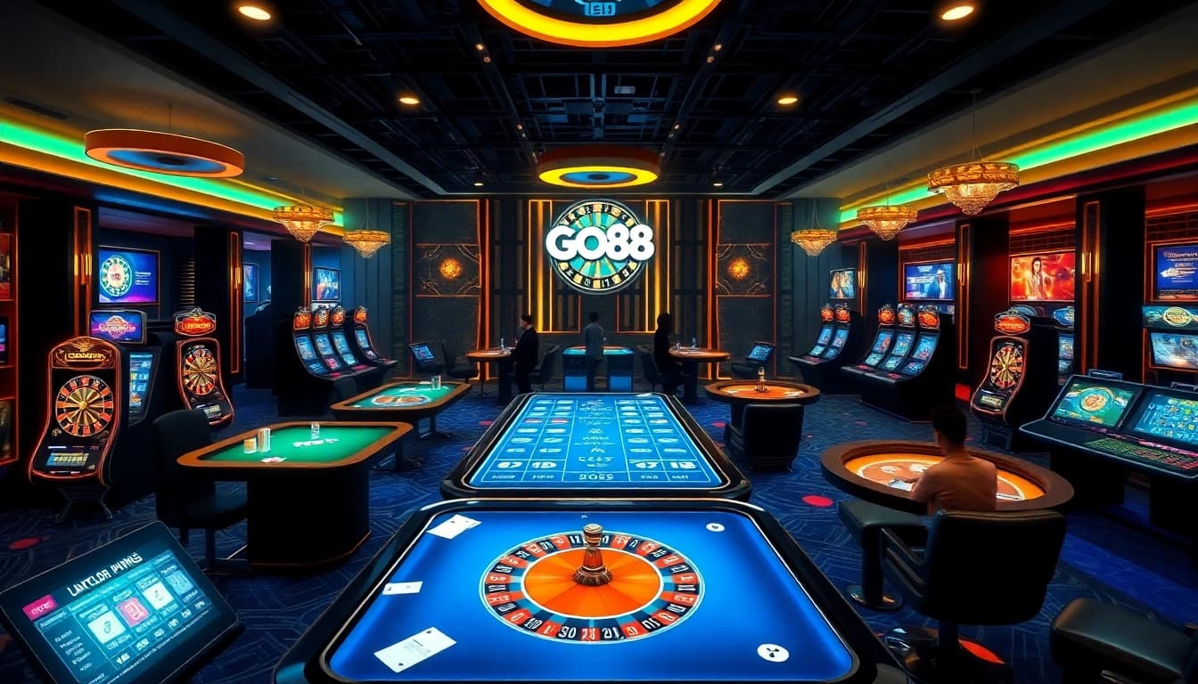 Experience the thrill of gambling at Trang Chủ GO88 with dynamic gaming interfaces and vibrant casino elements.