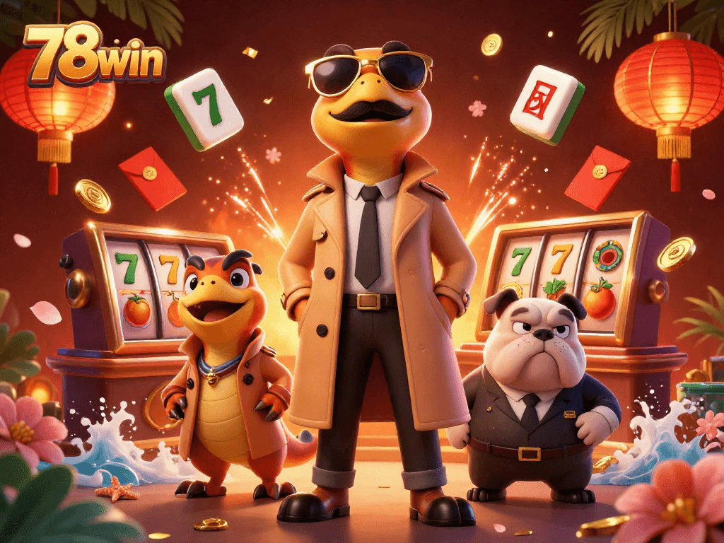 Engage in thrilling gaming at 78win with raptors sneaking into a VIP casino scene.