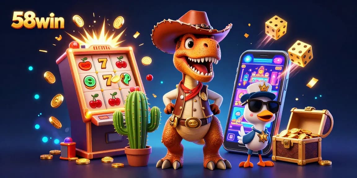 Experience thrilling jackpots at 58win with explosive slot machine action and vibrant casino elements.
