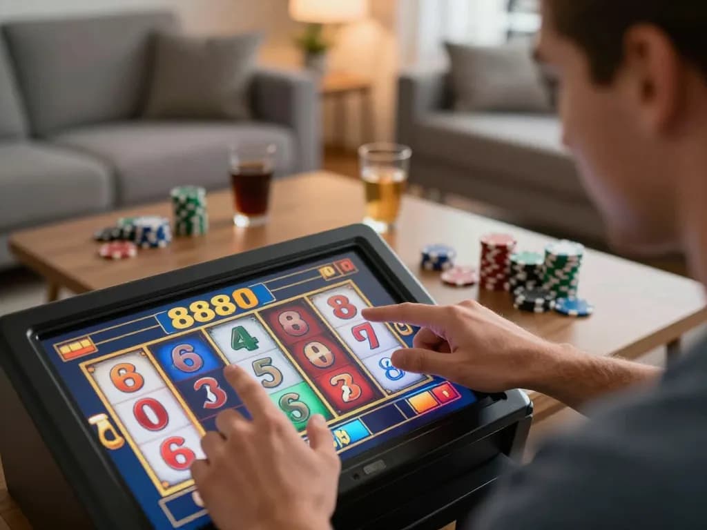 Enjoying an engaging 888slot game on mobile with vibrant visuals and relaxed atmosphere.