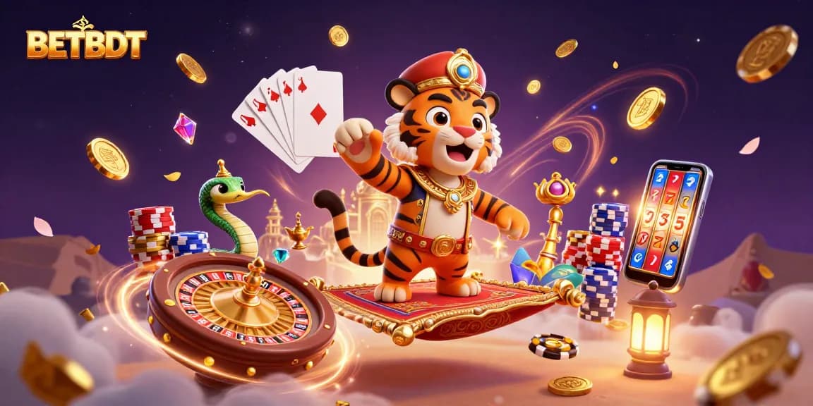 Play thrilling games and win big with BETBDT at our vibrant online casino, featuring exciting characters and casino elements.