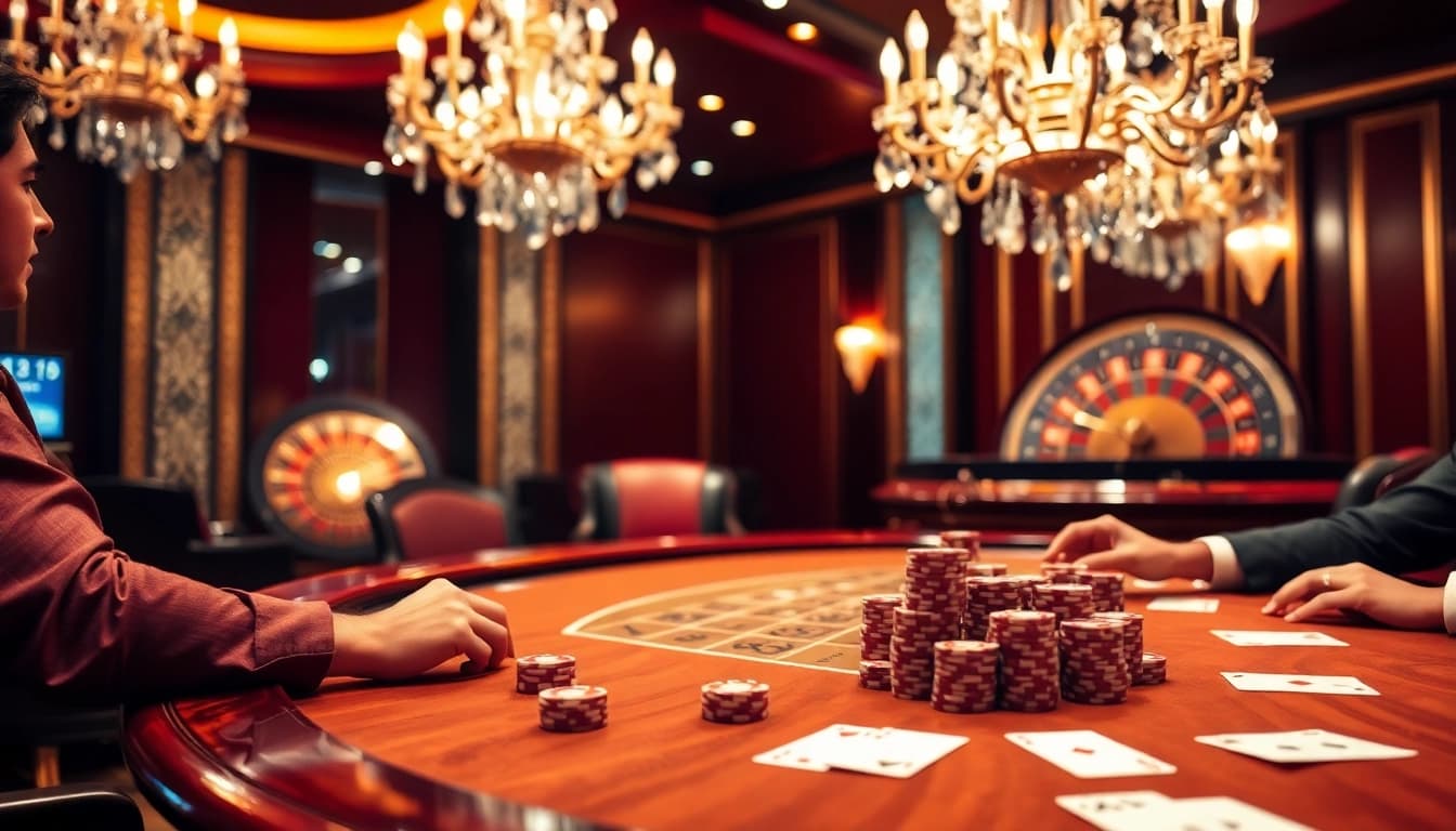 Experience high-stakes excitement at RR88 casino with elegant poker tables and thrilling gameplay.