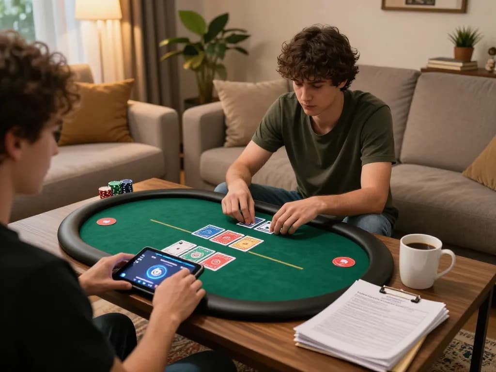 Engaged player enjoying Max 88 online poker game on tablet, showcasing cards and strategy.