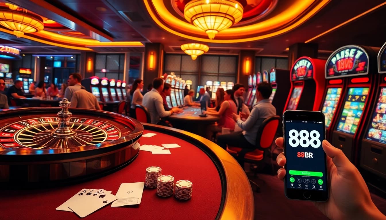 Exciting gambling action in a luxury casino highlighted by 888pgbr.com.br elements.
