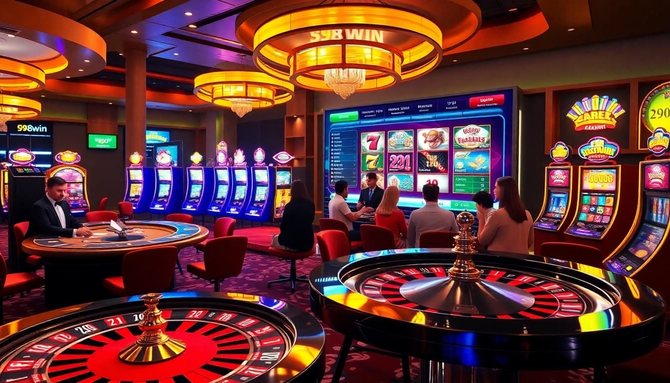 Experience the excitement of link 98win with vibrant slot machines and a lively casino atmosphere.