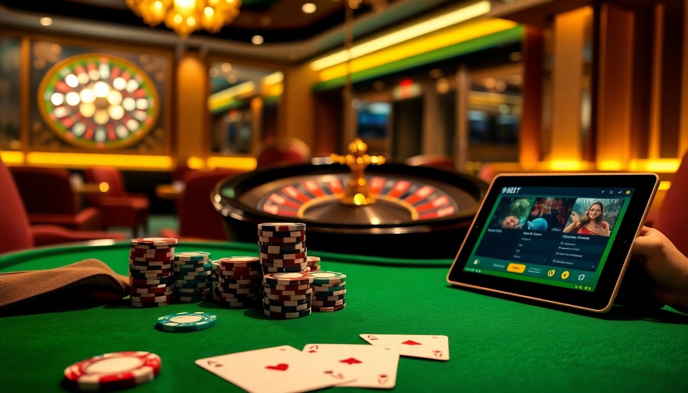 A thrilling poker game at 89BET casino with vibrant chips and elegant cards.