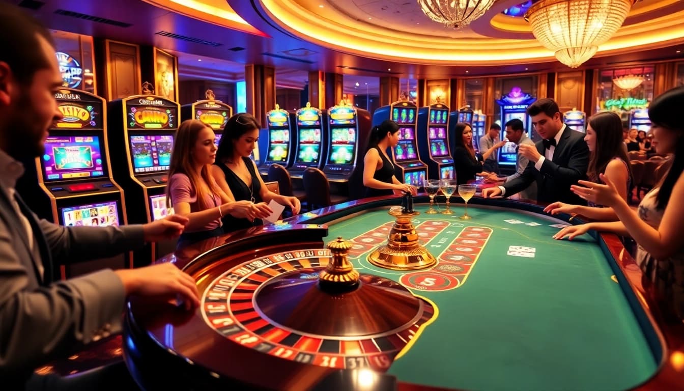 Experience the excitement of gambling at 78win com with luxurious betting tables and vibrant slot machines.