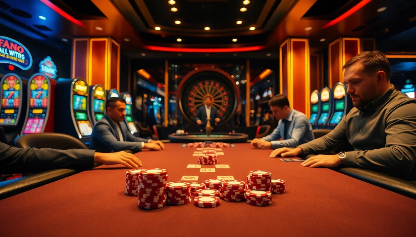 Experience the excitement of FABET's casino with vibrant poker action and luxurious ambiance.