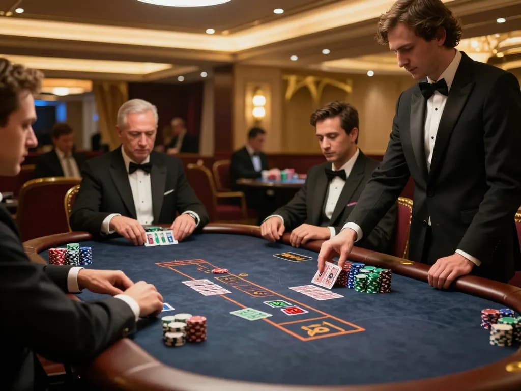 Experience luck8 in a thrilling blackjack game with players engaged and chips stacked