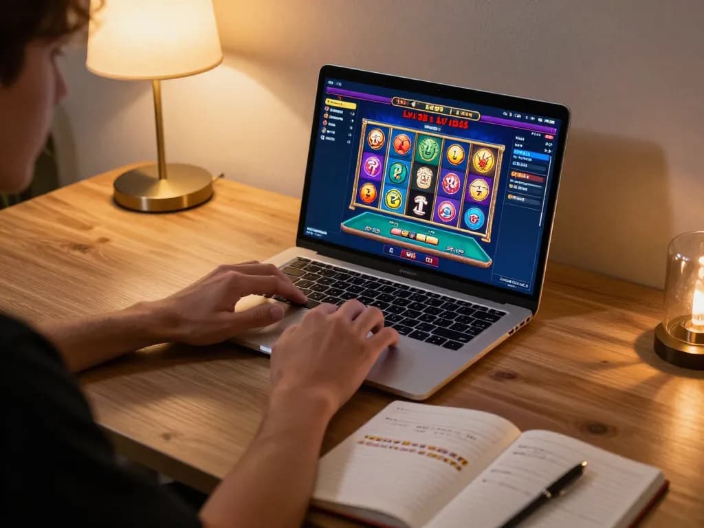Engaging online gaming session with Lv 88 interface visible on laptop screen, warm cozy atmosphere