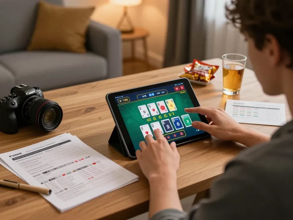 KJC player engaging in live dealer blackjack online, enjoying responsible gaming at home.