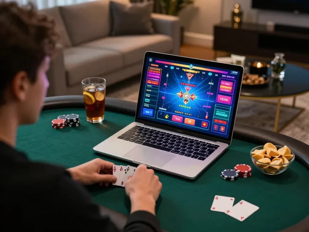 Engaging in high-stakes online poker gaming at https://xx88.promo/ during a cozy evening