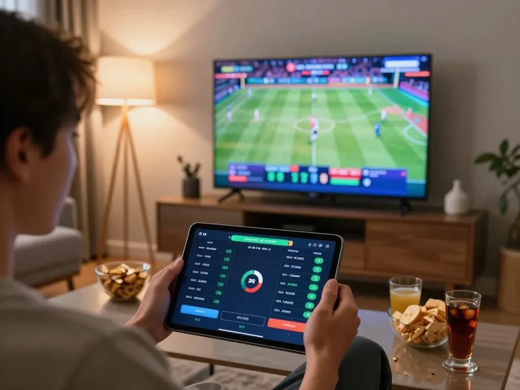 Celebrate winning bets on RR 88 with a tablet in a cozy sports betting setup