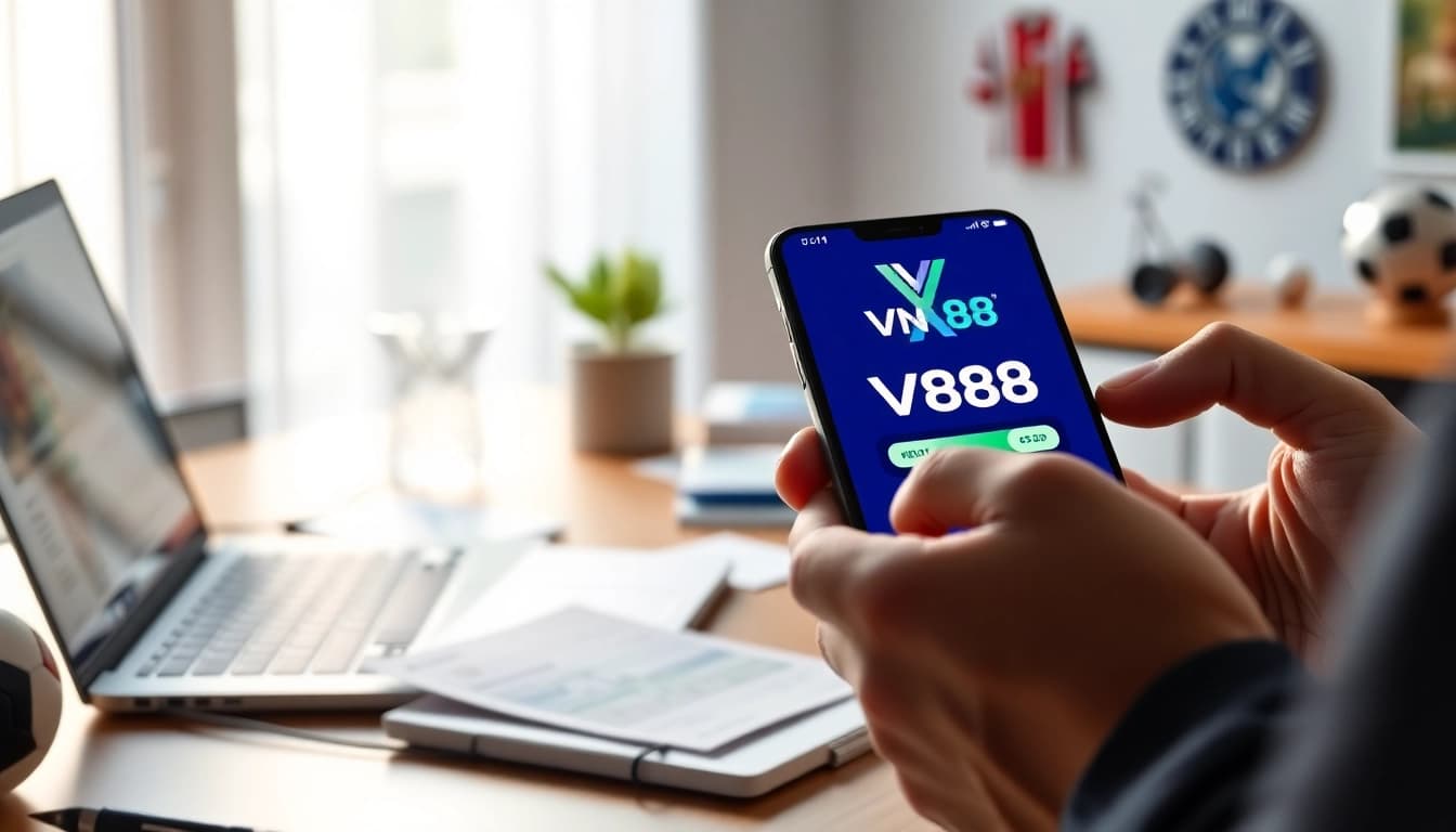 Interactive VN 88 online betting platform displayed on a smartphone, emphasizing trust and excitement.