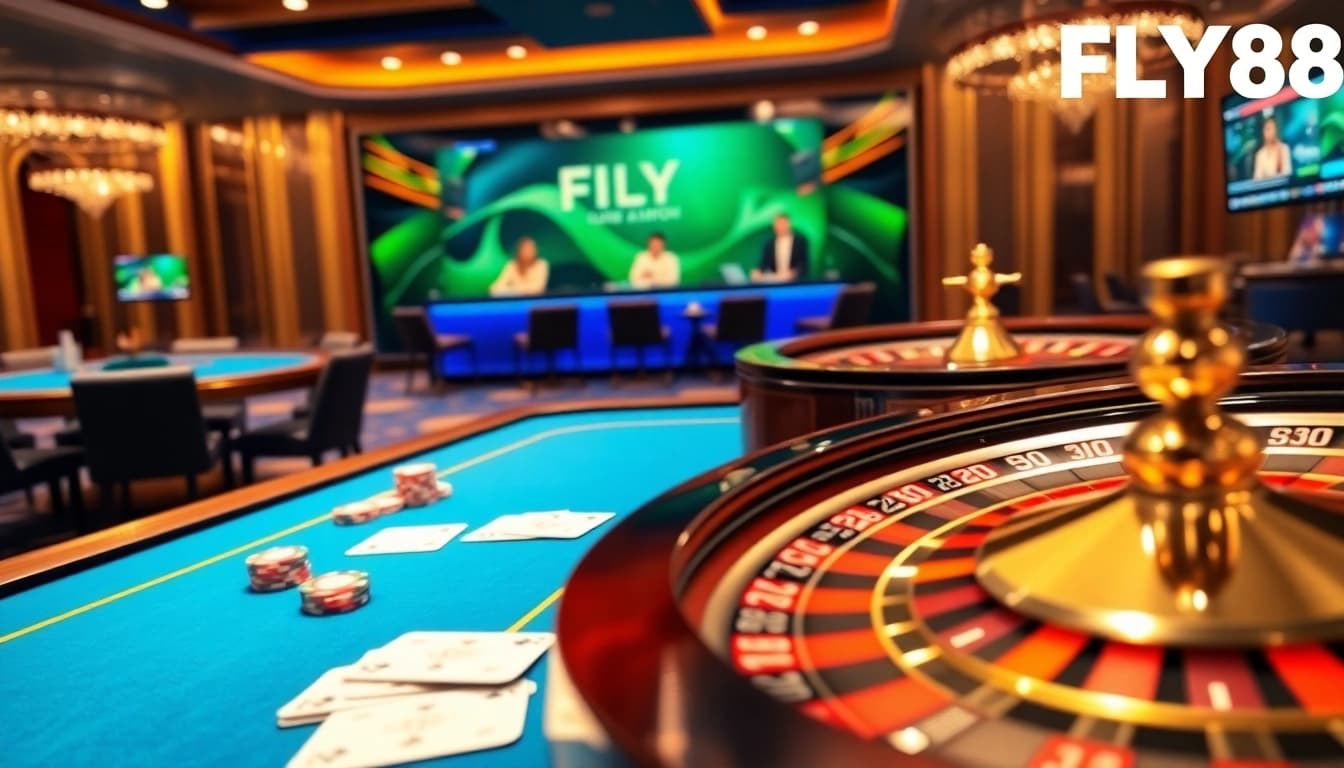 Intense gaming action at FLY88 with thrilling poker and roulette experiences.