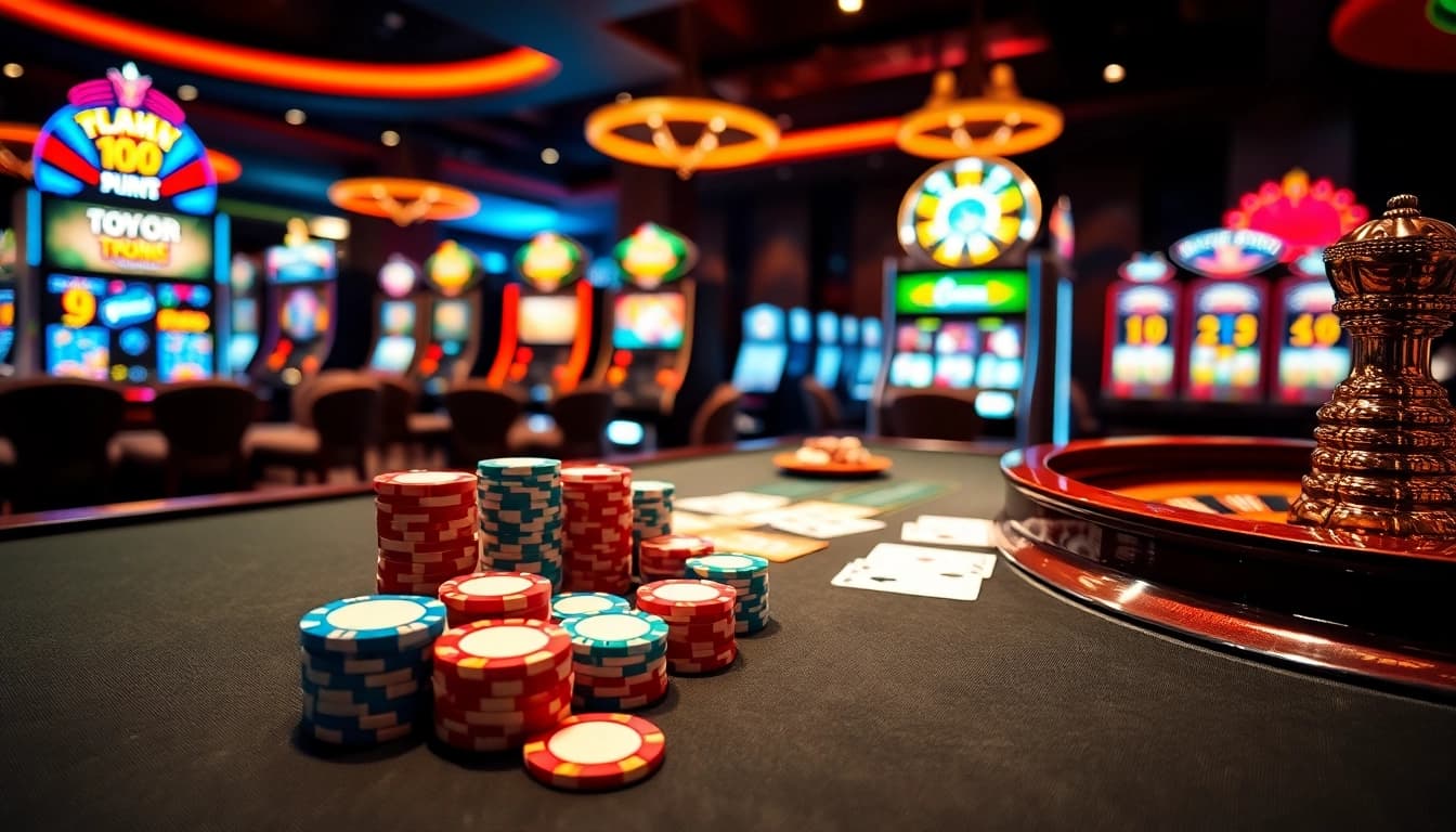 Experience thrilling gameplay at https://e2bet-games.org with vibrant poker chips and an elegant roulette wheel.