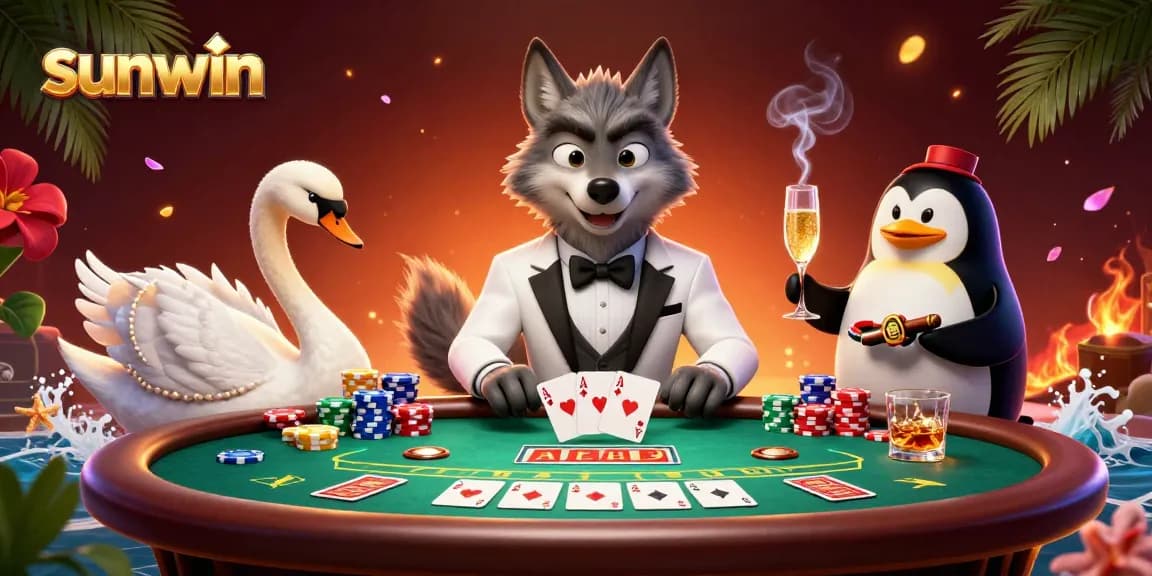 sunwin launches an engaging baccarat game scene with sophisticated characters and vibrant casino elements