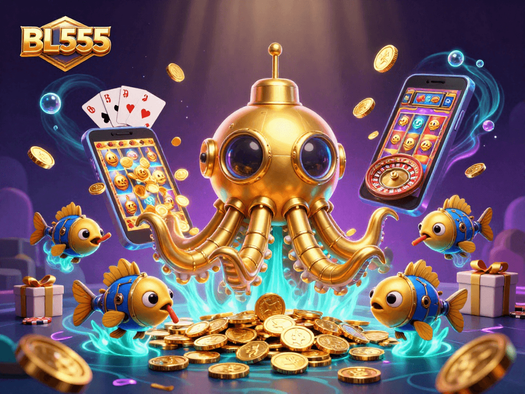 Experience thrilling wins at BL555 with a golden kraken and interactive games.