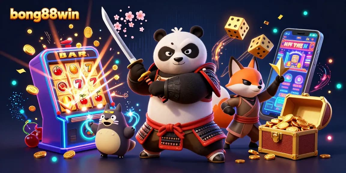 Experience thrilling gameplay with bong88win's vibrant casino world, featuring colorful slot machines and dynamic characters.