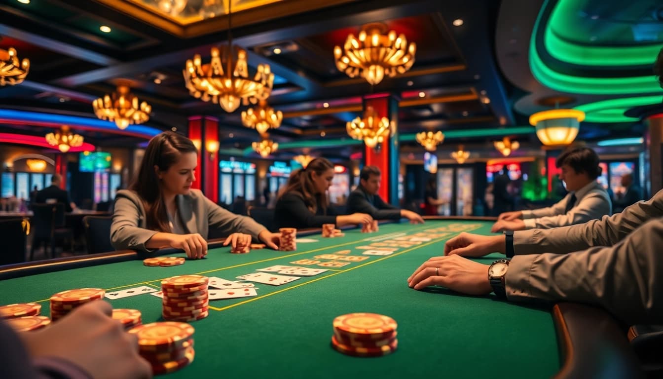Experience the thrill at RR88 casino, showcasing vibrant gaming moments and luxurious ambiance.