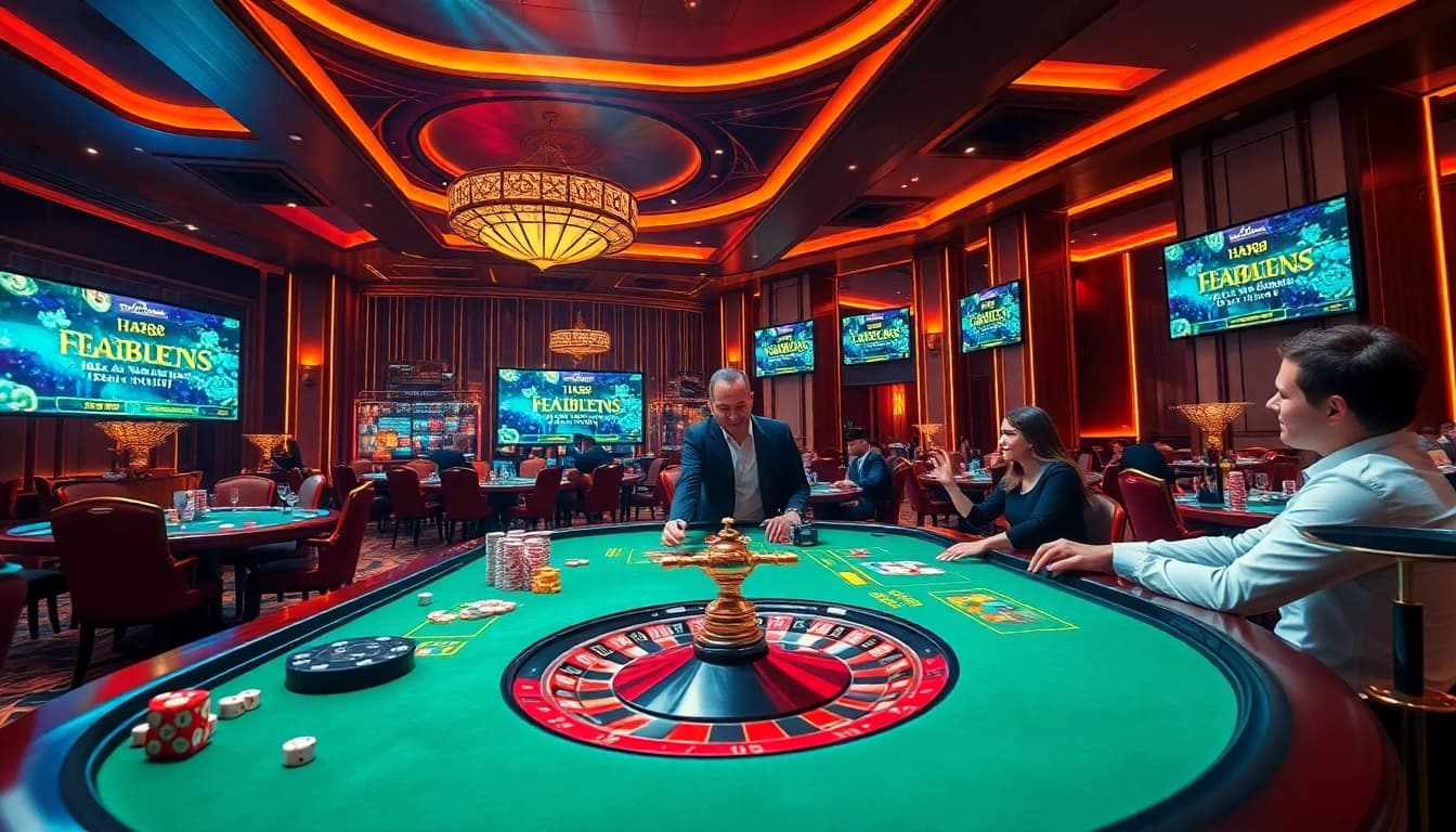 Experience thrilling gameplay at hay88-teamala.us.com with players engaging at a vibrant casino table.