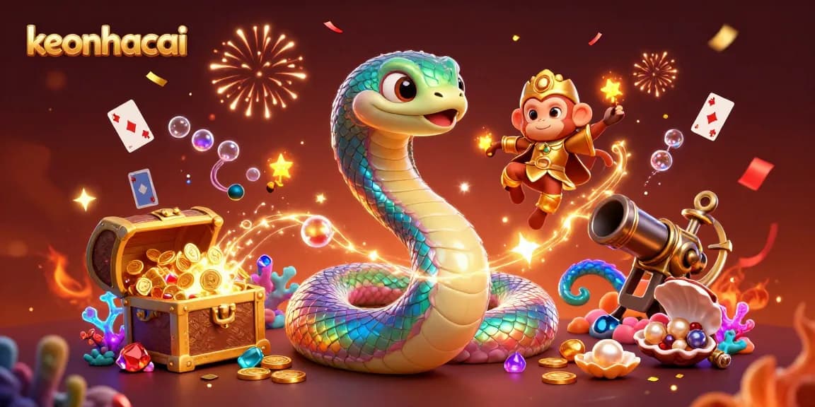 Experience keonhacai's thrilling visuals with a vibrant 3D casino scene filled with energy and gambling elements.