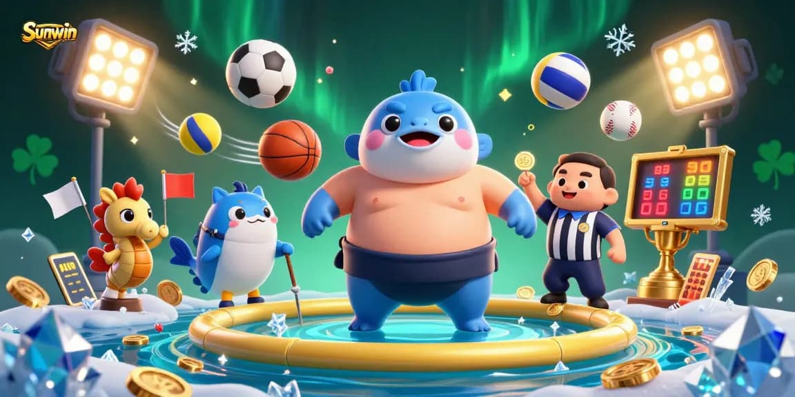 Experience thrilling action at Sunwin with a lively underwater casino showdown featuring dynamic 3D characters and game elements.