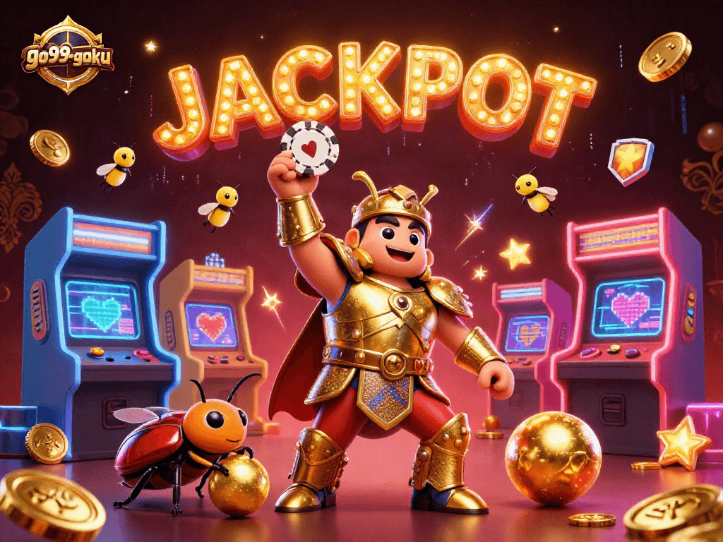 Join the winning excitement at go99-goku as the beetle triumphs with poker chips amidst dazzling casino elements.