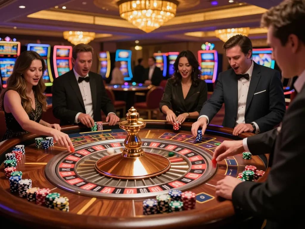Players engaging with the roulette table at 79KING casino, showcasing vibrant energy and strategic gameplay.
