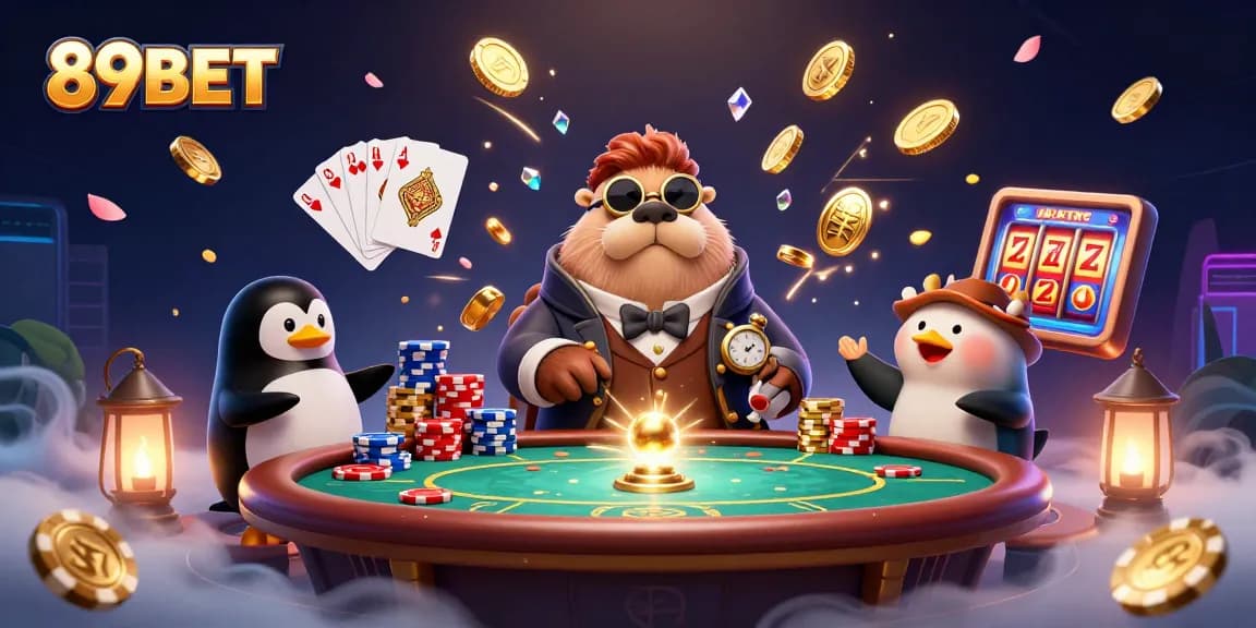 Engage in thrilling play at 89BET with a jolly walrus and friends at an underwater poker table.