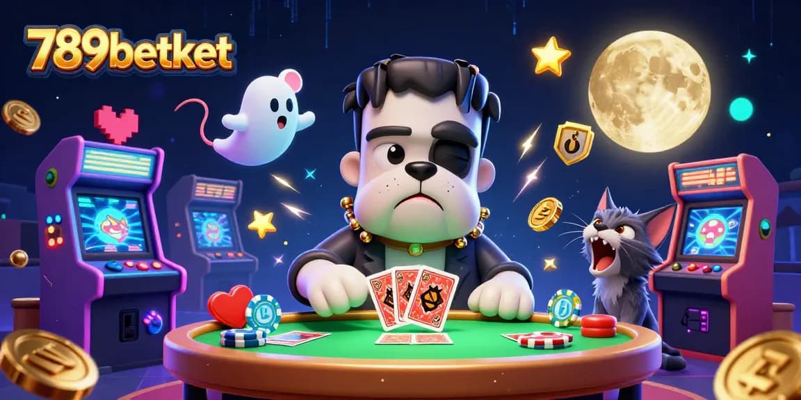 Experience thrilling gameplay at 789betket with a lively casino scene featuring unique characters.
