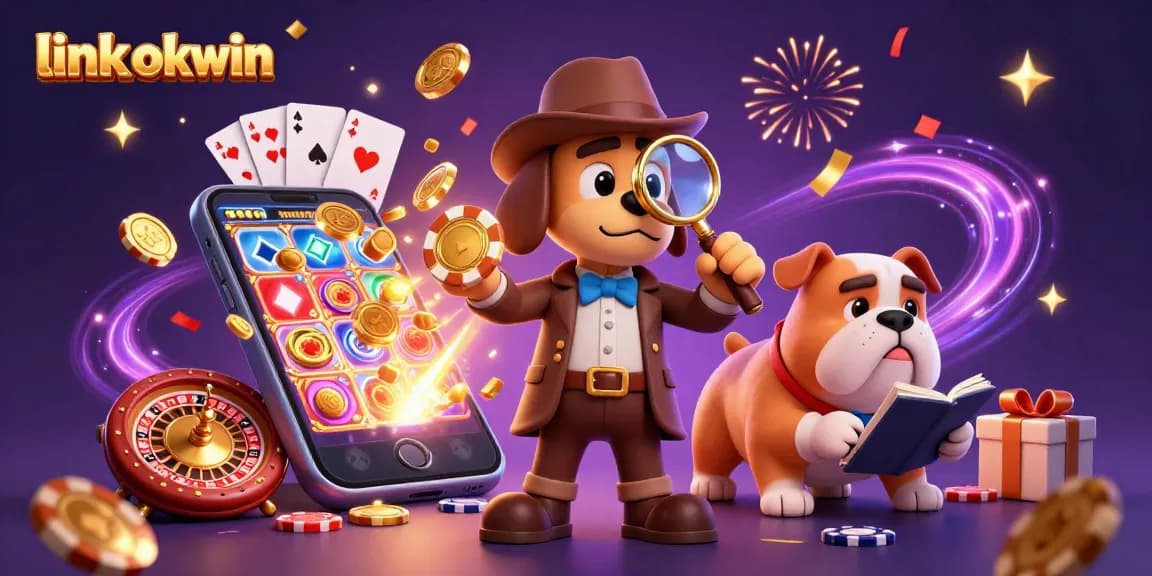 Experience thrilling gaming with link okwin, showcasing detective and casino elements in a vibrant 3D illustration.