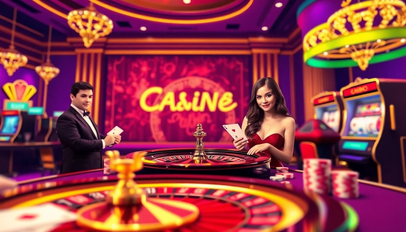 Experience the thrilling vibe of online gambling at https://nk88zz.bio/ surrounded by vibrant casino elements.