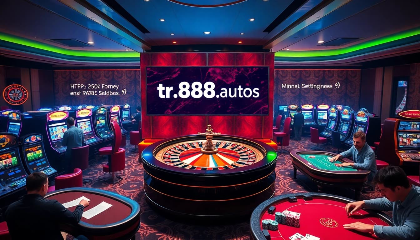 Engaging casino scene at https://tr88.autos/ featuring roulette, slots, and poker tables.