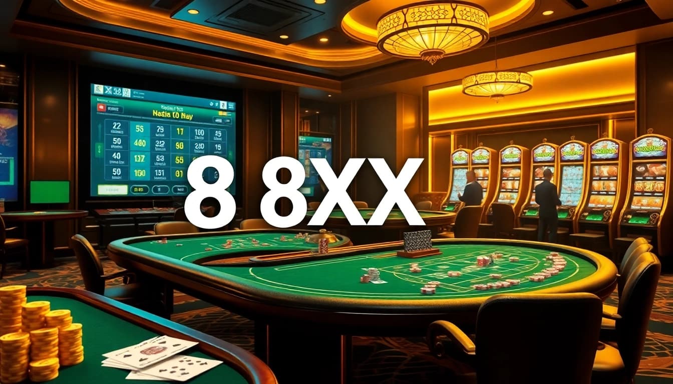 Experience the excitement of nhà cái 8XX with vibrant online gambling elements and sleek casino visuals.