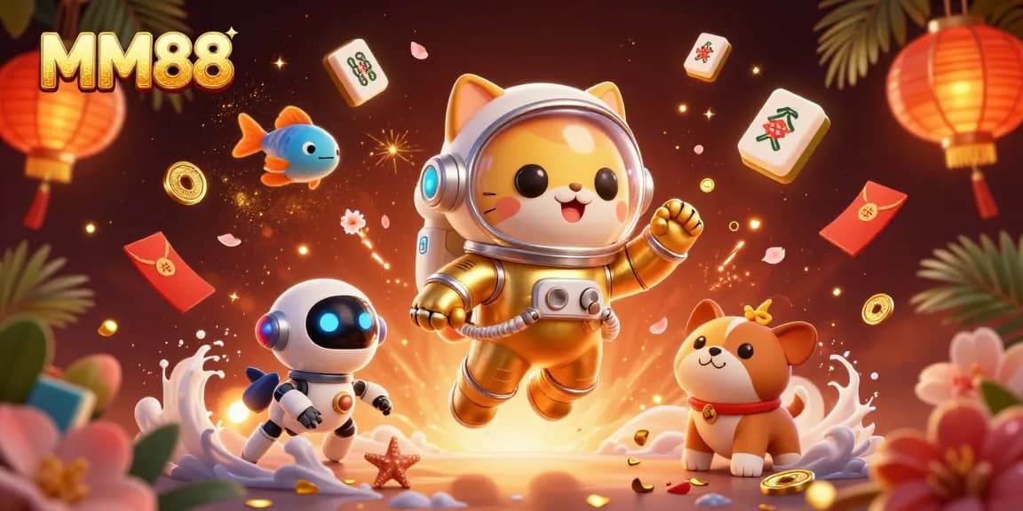 Experience thrilling action with MM88 in a vibrant 3D gambling universe full of fortune symbols.