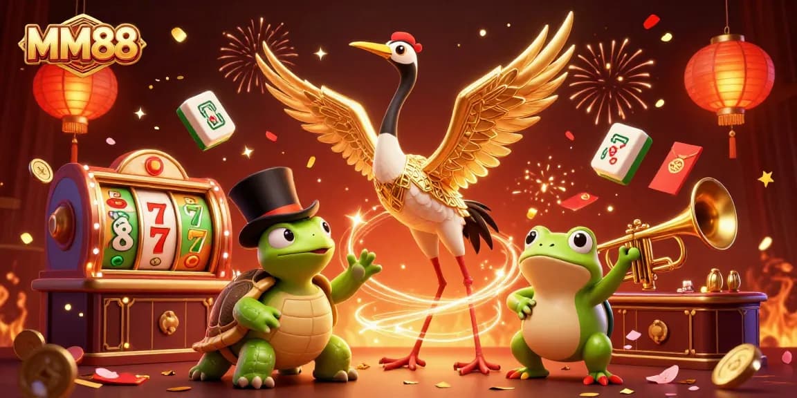 Experience the thrilling MM88 casino excitement with vibrant characters and dynamic game elements.